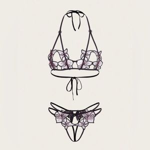 SEXY Floral Appliques Cut Out Lingerie Set *NEW*